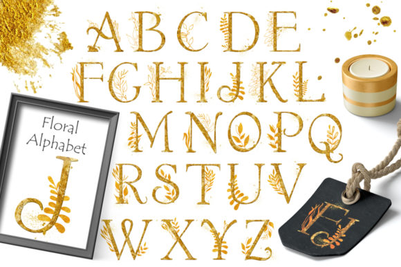 Gold Floral Alphabet